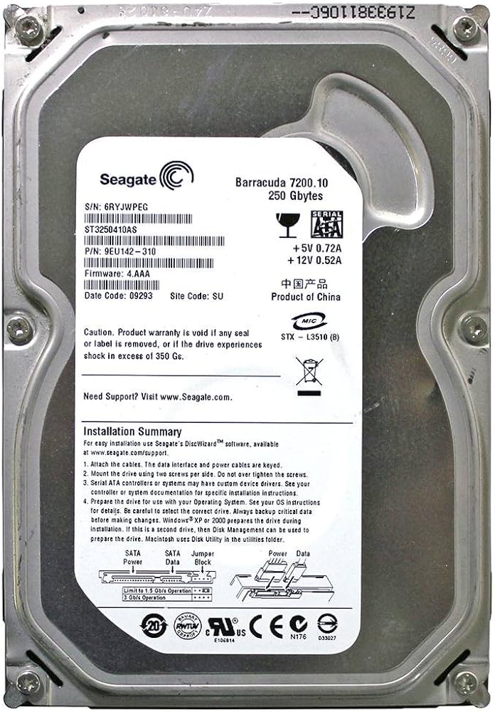 Seagate 3.5インチ内蔵HDD 250GB Serial-ATA/300 7200rpm 16MB